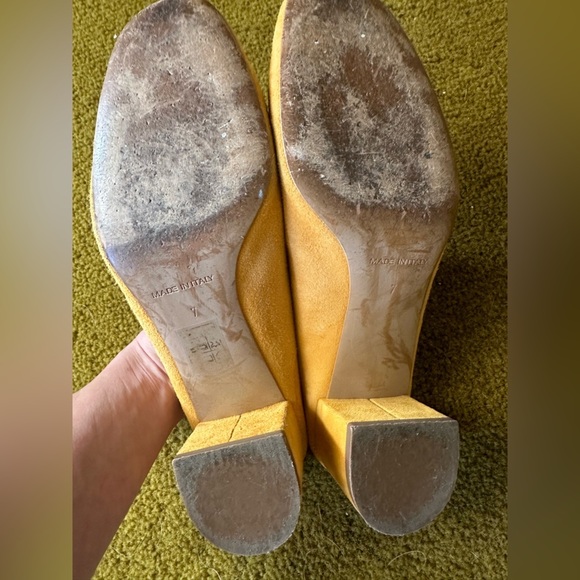 Everlane The Day Mule Suede Leather Yellow Block Heel Clog Round Toe 7 - Picture 7 of 9